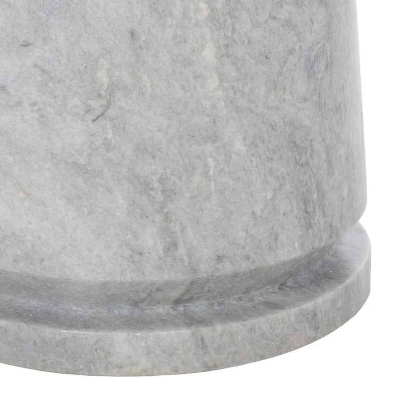 Runder Beistelltisch aus massivem grauem Marmor, 53 cm B x 53 cm T x 61 cm H