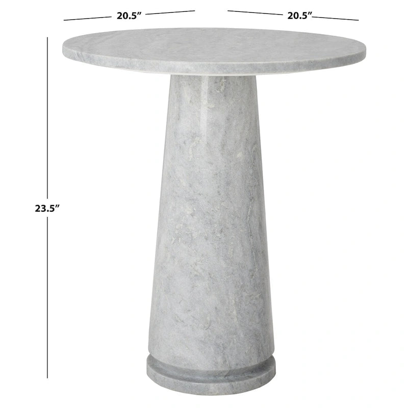 Runder Beistelltisch aus massivem grauem Marmor, 53 cm B x 53 cm T x 61 cm H