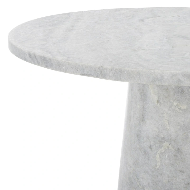 Runder Beistelltisch aus massivem grauem Marmor, 53 cm B x 53 cm T x 61 cm H