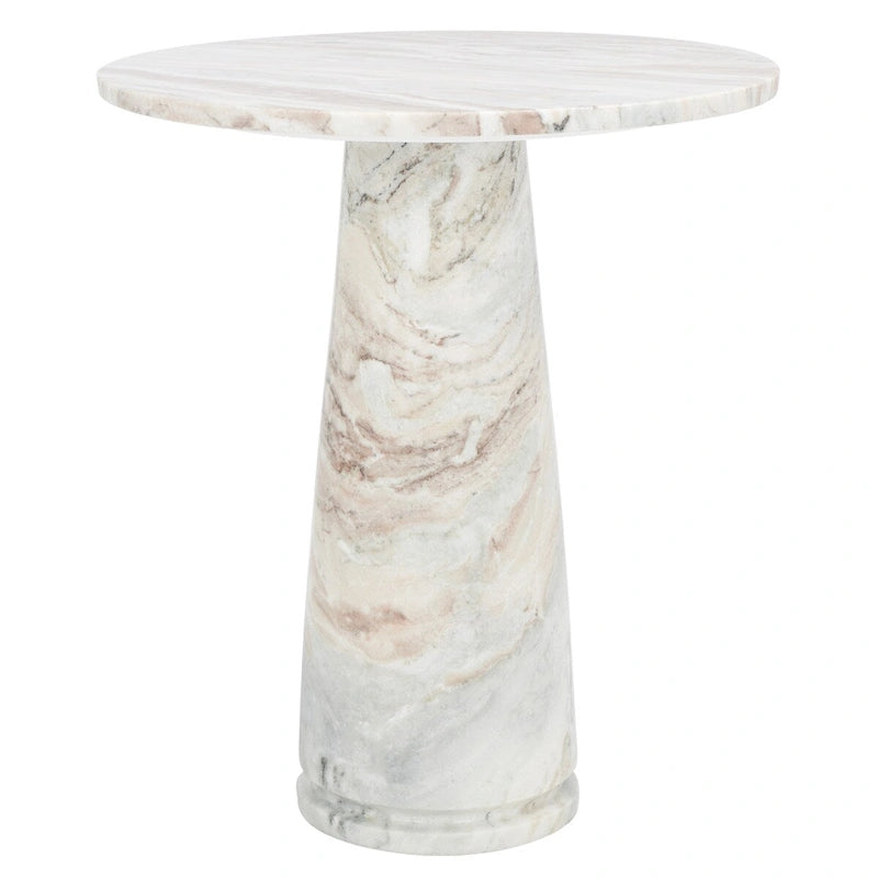 Runder Beistelltisch aus massivem grauem Marmor, 53 cm B x 53 cm T x 61 cm H