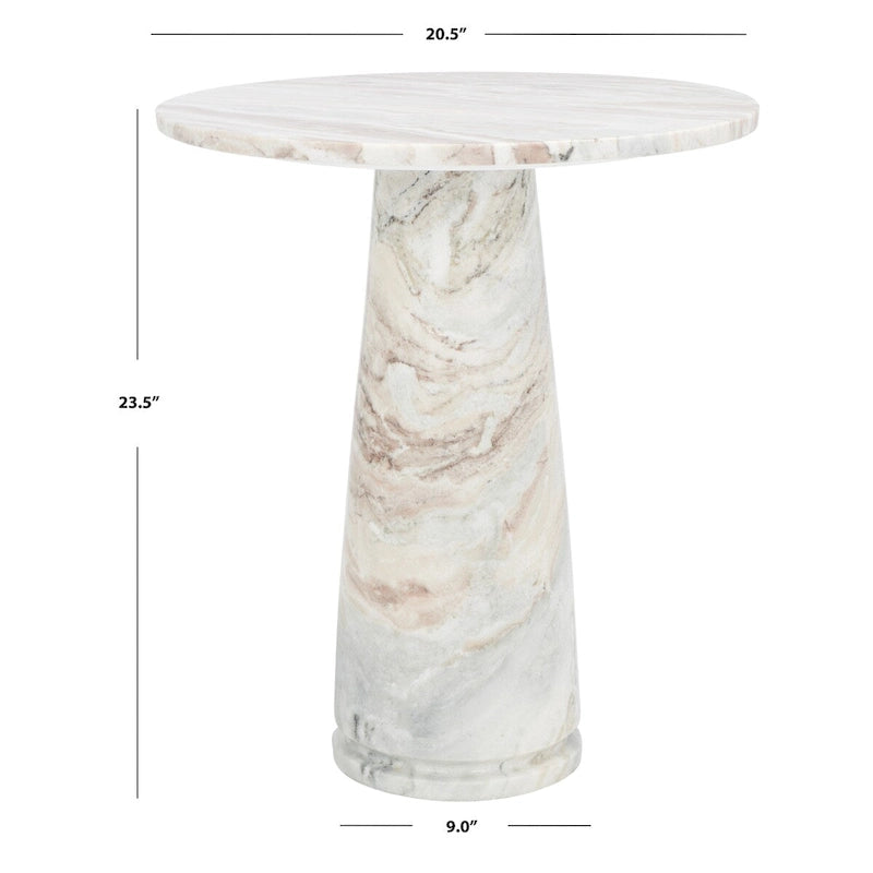 Runder Beistelltisch aus massivem grauem Marmor, 53 cm B x 53 cm T x 61 cm H