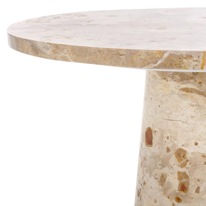 Runder Beistelltisch aus massivem grauem Marmor, 53 cm B x 53 cm T x 61 cm H