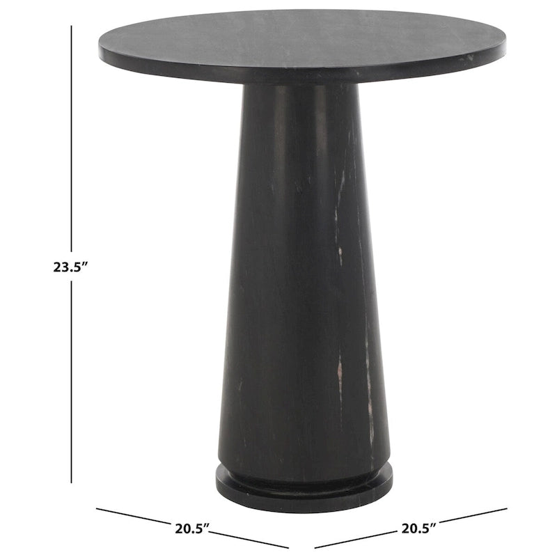 Runder Beistelltisch aus massivem grauem Marmor, 53 cm B x 53 cm T x 61 cm H
