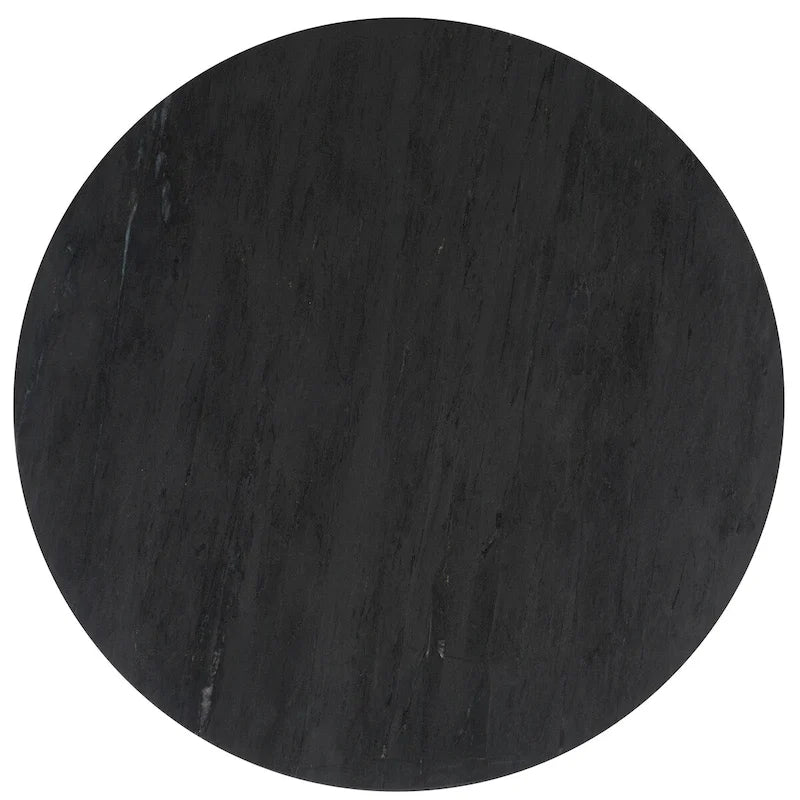 Runder Beistelltisch aus massivem grauem Marmor, 53 cm B x 53 cm T x 61 cm H