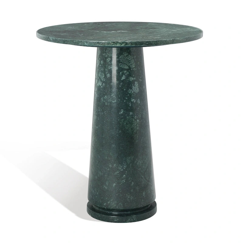 Runder Beistelltisch aus massivem grauem Marmor, 53 cm B x 53 cm T x 61 cm H