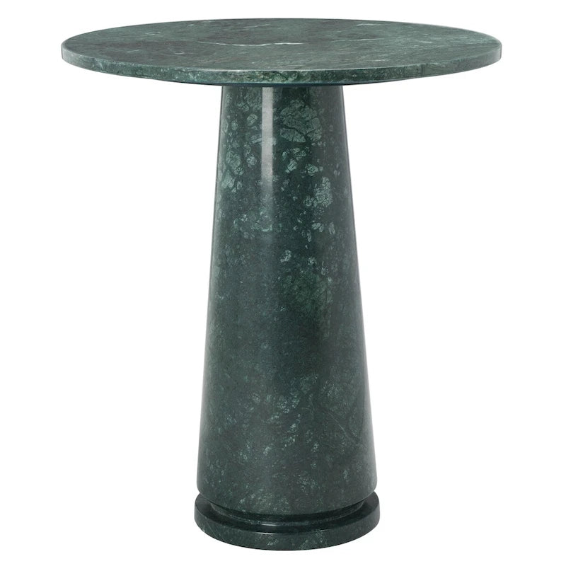 Runder Beistelltisch aus massivem grauem Marmor, 53 cm B x 53 cm T x 61 cm H