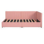 Tagesbett für zwei Personen aus Leinen und MDF mit 2 Schubladen und gepolsterter Rückenlehne, 190 cm L x 108 cm B x 72 cm H