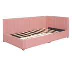 Tagesbett für zwei Personen aus Leinen und MDF mit 2 Schubladen und gepolsterter Rückenlehne, 190 cm L x 108 cm B x 72 cm H