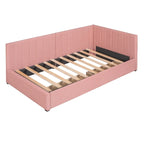 Tagesbett für zwei Personen aus Leinen und MDF mit 2 Schubladen und gepolsterter Rückenlehne, 190 cm L x 108 cm B x 72 cm H