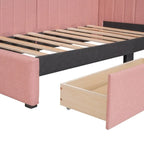Tagesbett für zwei Personen aus Leinen und MDF mit 2 Schubladen und gepolsterter Rückenlehne, 190 cm L x 108 cm B x 72 cm H