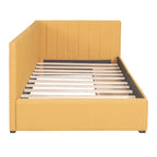 Tagesbett für zwei Personen aus Leinen und MDF mit 2 Schubladen und gepolsterter Rückenlehne, 190 cm L x 108 cm B x 72 cm H