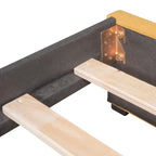 Tagesbett für zwei Personen aus Leinen und MDF mit 2 Schubladen und gepolsterter Rückenlehne, 190 cm L x 108 cm B x 72 cm H