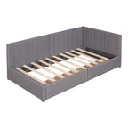 Tagesbett für zwei Personen aus Leinen und MDF mit 2 Schubladen und gepolsterter Rückenlehne, 190 cm L x 108 cm B x 72 cm H