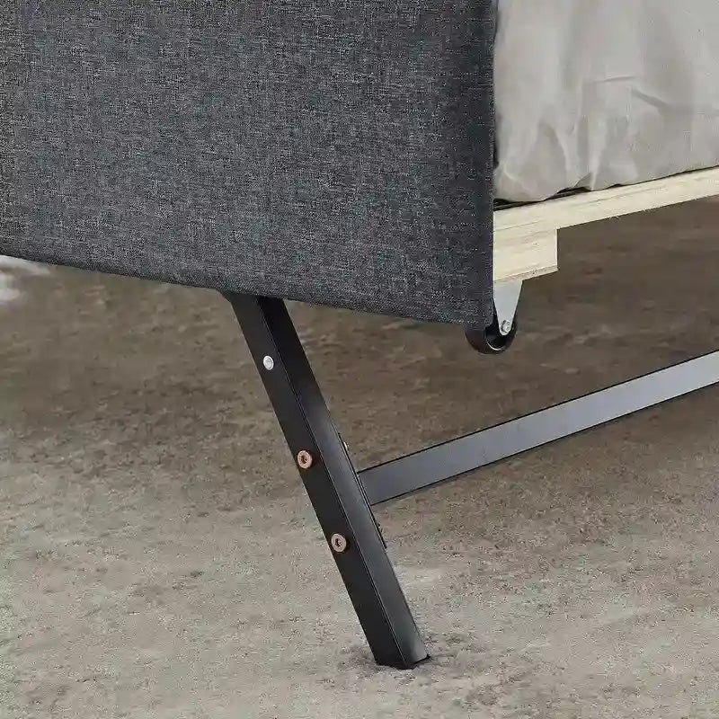 Tagesbett aus Leinen und MDF mit Ausziehbett und USB-Ladeanschluss 208 cm L x 104 cm B x 84 cm H