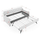 Tagesbett aus Leinen und MDF mit Ausziehbett und USB-Ladeanschluss 208 cm L x 104 cm B x 84 cm H