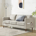 Sofa aus Eukalyptusholz und Poly-Leinen mit Armlehnentaschen 73,5" B x 29" T x 31,9" H