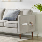 Sofa aus Eukalyptusholz und Poly-Leinen mit Armlehnentaschen 73,5" B x 29" T x 31,9" H