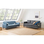 Sofa aus Eukalyptusholz und Poly-Leinen mit Armlehnentaschen 73,5" B x 29" T x 31,9" H