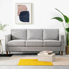 Sofa aus Eukalyptusholz und Poly-Leinen mit Armlehnentaschen 73,5" B x 29" T x 31,9" H