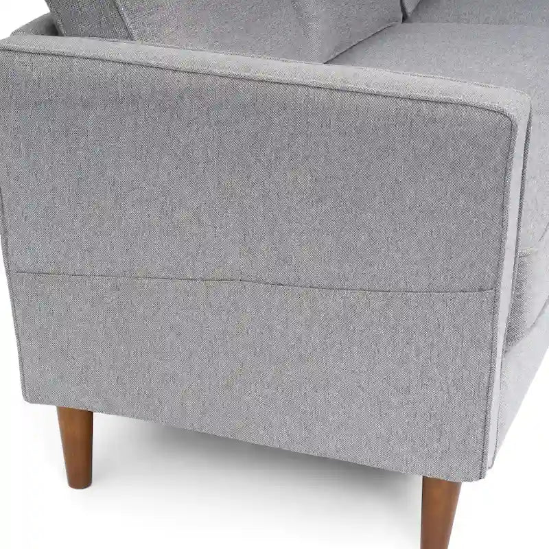 Sofa aus Eukalyptusholz und Poly-Leinen mit Armlehnentaschen 73,5" B x 29" T x 31,9" H