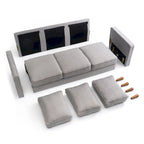 Sofa aus Eukalyptusholz und Poly-Leinen mit Armlehnentaschen 73,5" B x 29" T x 31,9" H