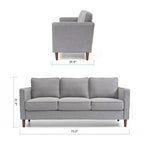 Sofa aus Eukalyptusholz und Poly-Leinen mit Armlehnentaschen 73,5" B x 29" T x 31,9" H