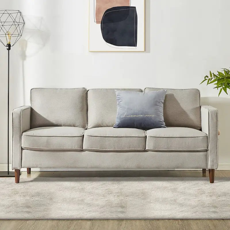 Sofa aus Eukalyptusholz und Poly-Leinen mit Armlehnentaschen 73,5" B x 29" T x 31,9" H