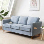 Sofa aus Eukalyptusholz und Poly-Leinen mit Armlehnentaschen 73,5" B x 29" T x 31,9" H