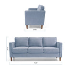 Sofa aus Eukalyptusholz und Poly-Leinen mit Armlehnentaschen 73,5" B x 29" T x 31,9" H