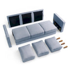 Sofa aus Eukalyptusholz und Poly-Leinen mit Armlehnentaschen 73,5" B x 29" T x 31,9" H