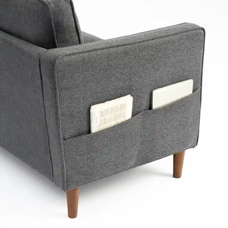 Sofa aus Eukalyptusholz und Poly-Leinen mit Armlehnentaschen 73,5" B x 29" T x 31,9" H