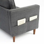 Sofa aus Eukalyptusholz und Poly-Leinen mit Armlehnentaschen 73,5" B x 29" T x 31,9" H
