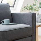 Sofa aus Eukalyptusholz und Poly-Leinen mit Armlehnentaschen 73,5" B x 29" T x 31,9" H