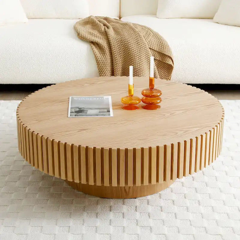 Runder MDF-Couchtisch mit Säulenfuß, Ø 80 cm x 35 cm H
