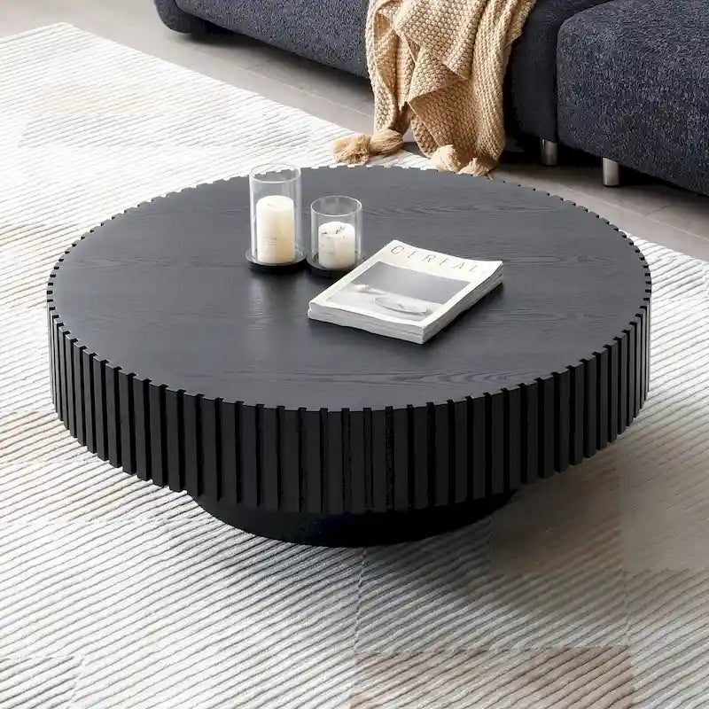 Runder MDF-Couchtisch mit Säulenfuß, Ø 80 cm x 35 cm H