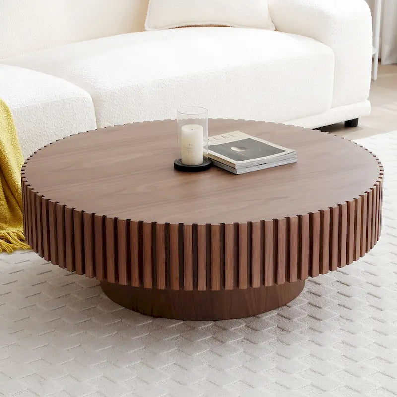 Runder MDF-Couchtisch mit Säulenfuß, Ø 80 cm x 35 cm H