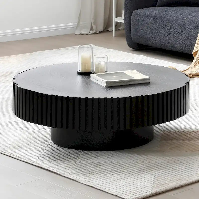 Runder MDF-Couchtisch mit Säulenfuß, Ø 80 cm x 35 cm H