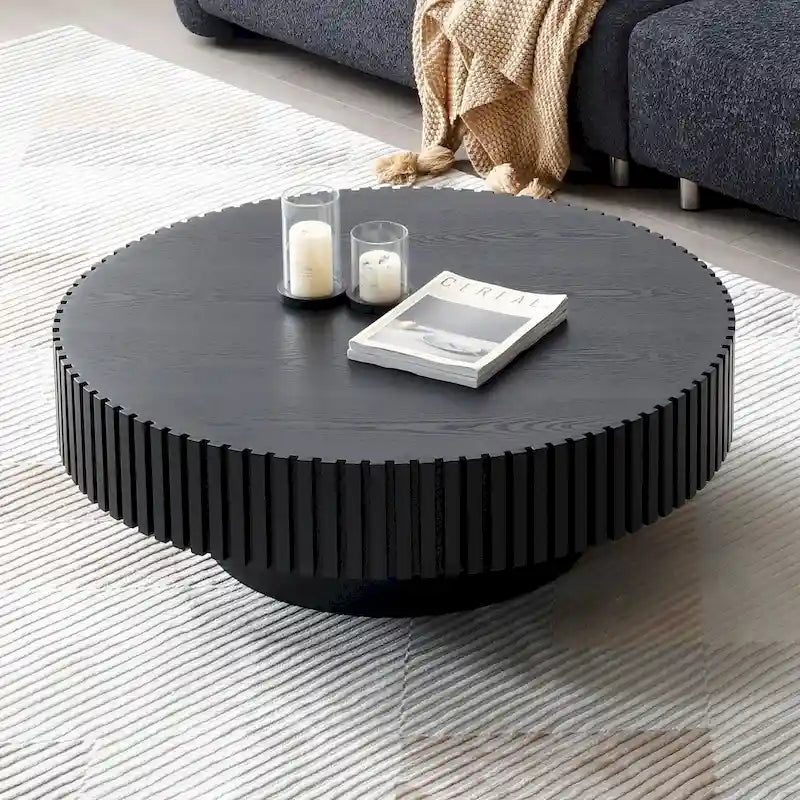 Runder MDF-Couchtisch mit Säulenfuß, Ø 80 cm x 35 cm H