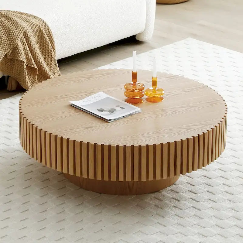 Runder MDF-Couchtisch mit Säulenfuß, Ø 80 cm x 35 cm H