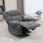 Chenille- & Stahl-Übergroßer Drehsessel mit Wippfunktion, Massage und Heizung 98 cm B x 90 cm T x 98 cm H