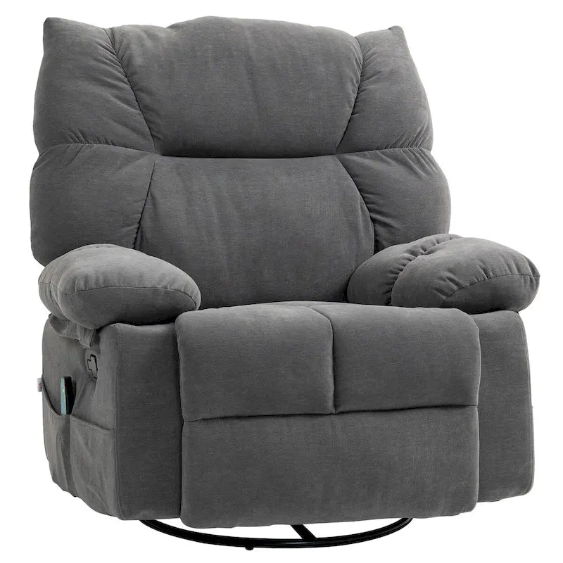 Chenille- & Stahl-Übergroßer Drehsessel mit Wippfunktion, Massage und Heizung 98 cm B x 90 cm T x 98 cm H