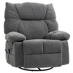 Chenille- & Stahl-Übergroßer Drehsessel mit Wippfunktion, Massage und Heizung 98 cm B x 90 cm T x 98 cm H