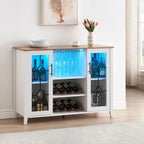 Getränkeschrank aus Spanplatte mit LED-Beleuchtung und Glastüren, 120 B x 40 T x 88 H cm