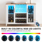 Getränkeschrank aus Spanplatte mit LED-Beleuchtung und Glastüren, 120 B x 40 T x 88 H cm