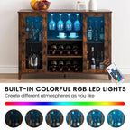 Getränkeschrank aus Spanplatte mit LED-Beleuchtung und Glastüren, 120 B x 40 T x 88 H cm