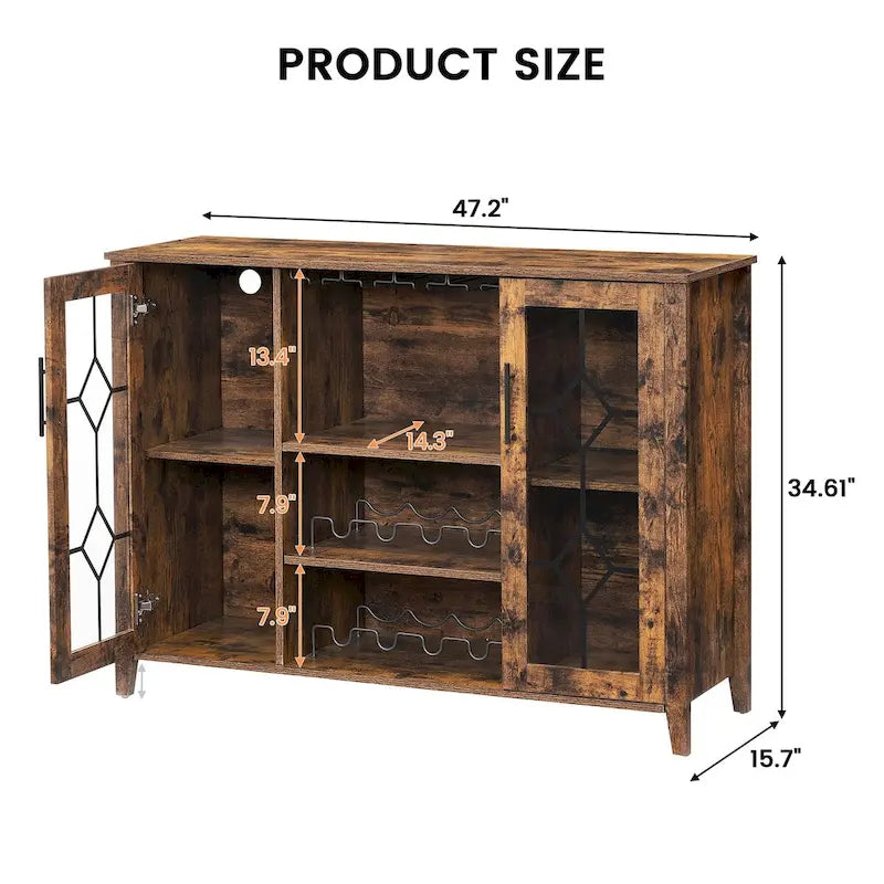 Getränkeschrank aus Spanplatte mit LED-Beleuchtung und Glastüren, 120 B x 40 T x 88 H cm