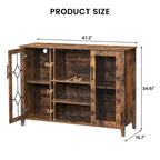 Getränkeschrank aus Spanplatte mit LED-Beleuchtung und Glastüren, 120 B x 40 T x 88 H cm