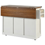 Kücheninsel aus Spanplatte & MDF mit Steckdose und feststellbaren Rollen 136 cm B x 73 cm T x 93 cm H