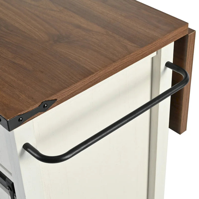 Kücheninsel aus Spanplatte & MDF mit Steckdose und feststellbaren Rollen 136 cm B x 73 cm T x 93 cm H