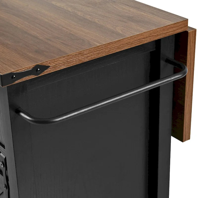 Kücheninsel aus Spanplatte & MDF mit Steckdose und feststellbaren Rollen 136 cm B x 73 cm T x 93 cm H